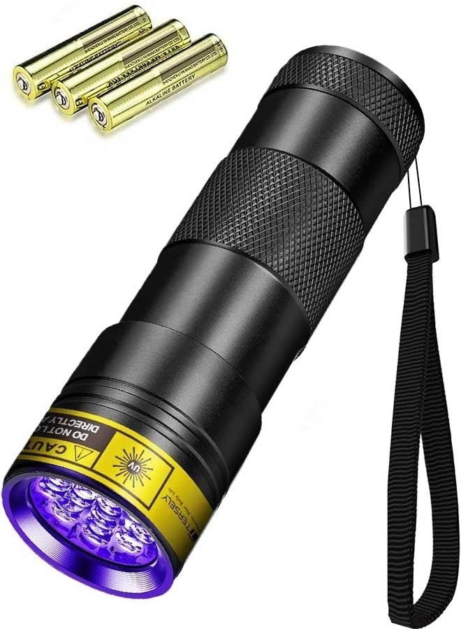 Tersely U‌V Torch,12 LED 395nm UV Blacklight Flashlight,Pet Urine Detector for Dog/Cat, Dry Stains, Bed Bug, Invisible Ink, AAA Batteries Included‌ - Image 1
